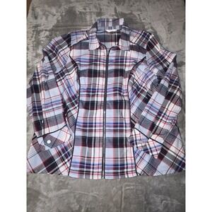 CJ Banks Women's‎ Plaid Zip-Up Shirt Red Long Sleeve Size 1X Casual